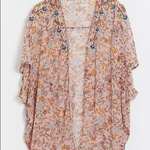Anthropologie BELLA SHIMMER Kimono Desert Sunset colors Inspired Subtle Light - Picture 2 of 8